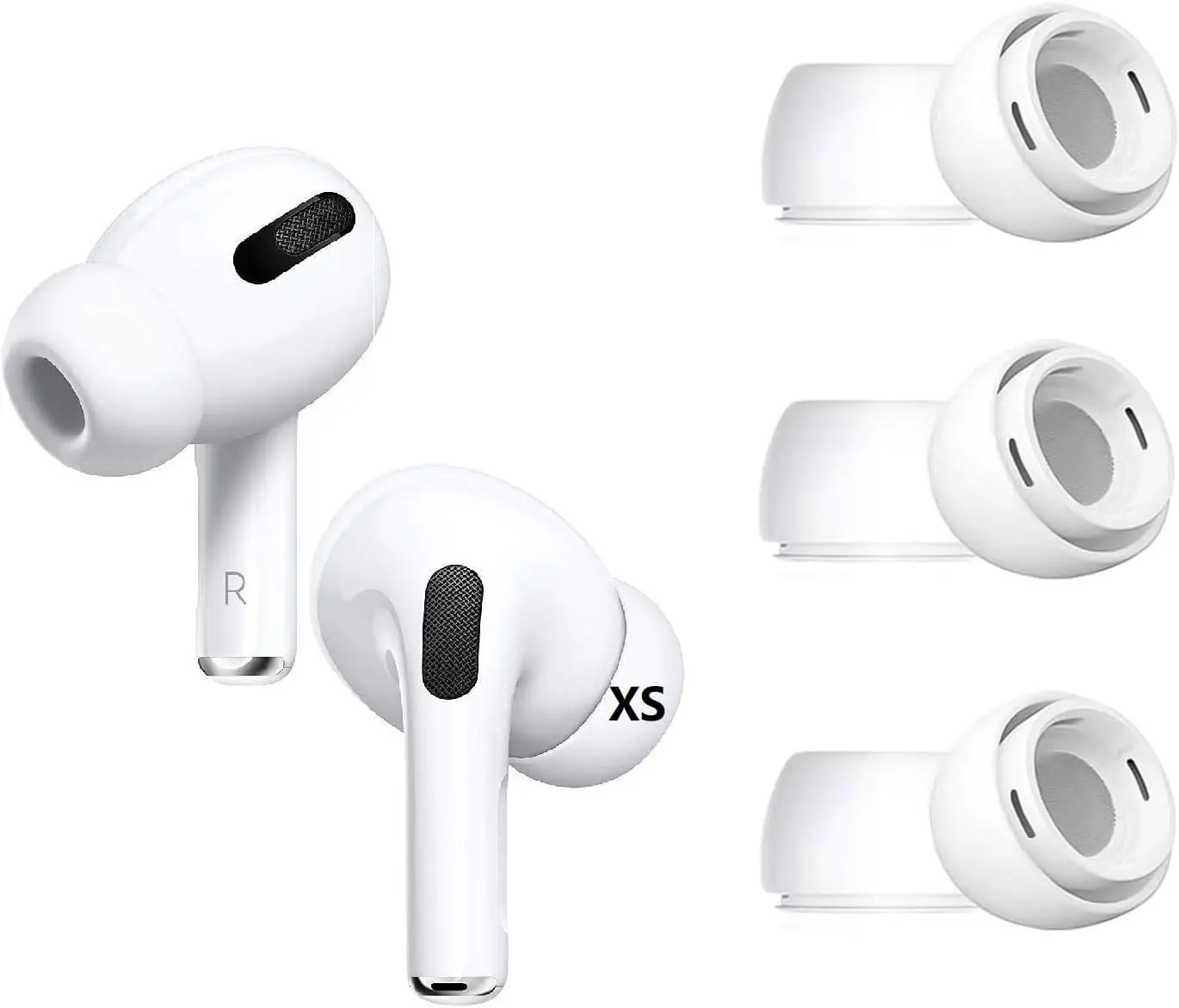 XS Size Ear Tips Earbuds Covers Ear Caps Eartips Earpads Compatible with  AirPods Pro 2 and AirPod Pro 1,  Tips, Fit in Case, 3 Pairs White XS