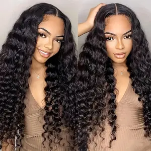 200% Density V Part Deep Wave Wig  Human Hair Wig for Women Upgrade V Part with Clips No Glue No Sew Beginner Friendly Deep Curly None Lace Front Comfortable & Durable Everyday Event Hairstyle