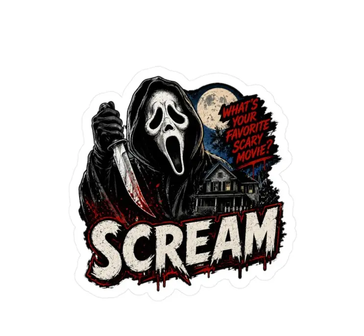 Scream Sticker Ghostface Horror Vinyl Sticker Waterproof Sticker for Laptop, book, bottle