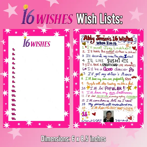 16 Wishes Wish Lists | Abby Jensen's & Blank List