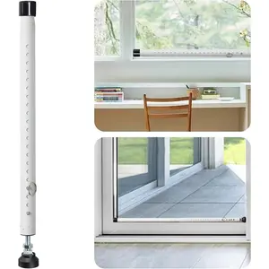 18"-50" Adjustable Sliding Door Security Bar, Heavy Duty Door Jammer Window Lock Bar with Rubber Tips for Home Apartment Travel Patio White