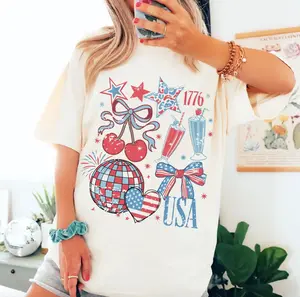 Grunge USA Coquette T-Shirt, America Shirt, Memorial Day Tee, 4th of July Gifts, Preppy America Sweater, Land of the Free Hoodie, 1776 Shirt For Her