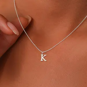 1pc of minimalist A-Z stainless steel 26 letter new necklace with English letters, Women's box, collarbone chain that does not fade