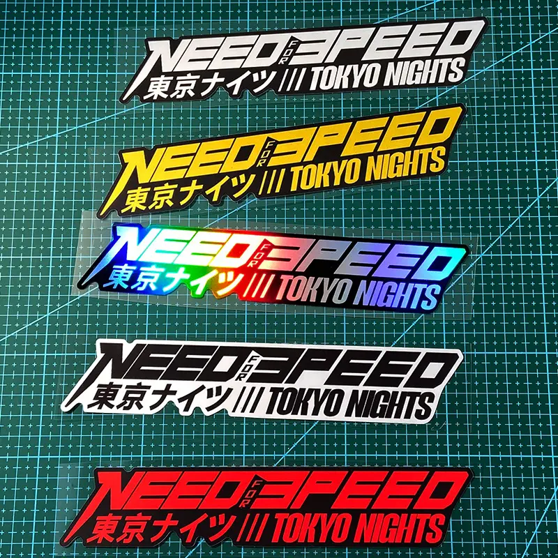 1PC Racing Game Slogan Decor Sticker For Car Windows,  Need for Speed Logo + Japanese-English Bilingual Themed Decor Fills With Tokyo Night Race Passionate Relaxed Cool Vibe Enhances Racing Game Recognition Fits Multiple Daily Styling Scenarios