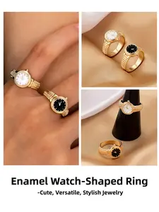 Cute Oil Watch Ring, Geometric Rings, Fun and Unique Jewelry Accessory, Perfect Gift for Friends and Family, Fashionable and Quirky Design