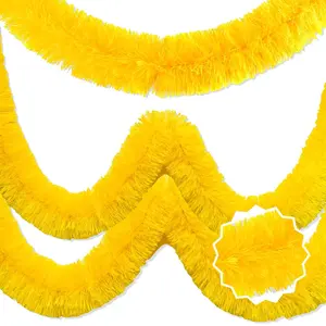 25 Feet Macaron Yellow Christmas Tinsel Garland  Metallic Foil Twist Banner Wall Hanging Streamers Backdrop For Parade Floats Mother's Day Birthday Party Decorations(4in X 25ft)