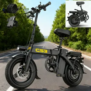 GS3 48V 740Wh Peak Folding Electric Bike - 35-Mile Range 14" Tubeless Tires, LED Display & Dual Disc Brakes - Lightweight, Folds and fits in the trunk of a car e bikes,bicicletas electricas Affordable electric bike  electric bicycle for adults
