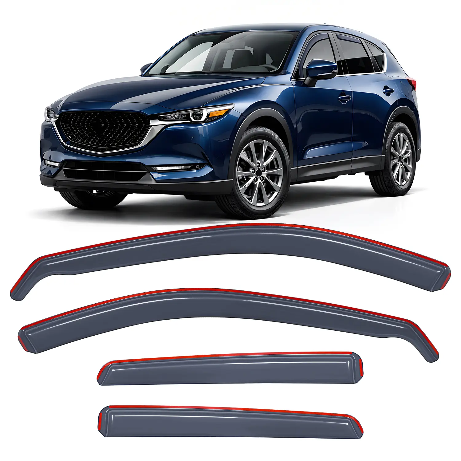 Nilight In-Channel Rain Side Window Deflectors & Visors for Mazda CX-5 2017-2026, 4PCS Acrylic Smoke Tinted Slide Mount All-Weather Car Exterior Accessories, Durable Anti-Fog Enhanced Ventilation
