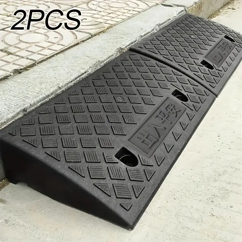 2-Pack High-Quality Compact Portable Car & Threshold Ramps for Home Use - 19.7in x 10.6in Dual-Height Adaptive Design Ramp with Support & Easy Access for Cars, Lawn Mowers - Easy Loading Unloading Solution