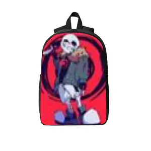 Undertale Sans Skeleton Backpack, vibrant red-black print, durable & comfy, perfect for Undertale fans, school & daily use