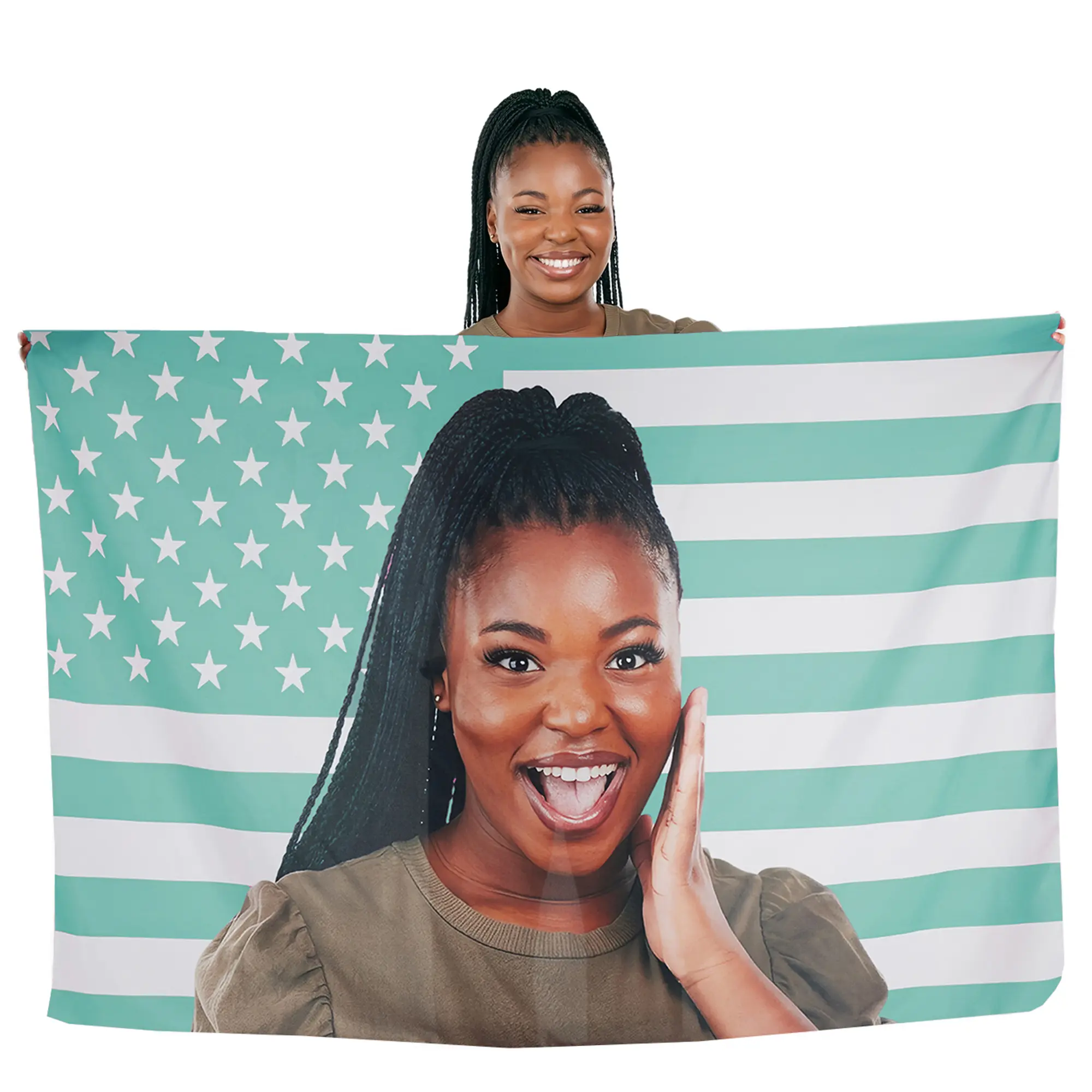 BARLEY ONE Click Shop Chat, Send Photo,Custom Cyan America Tapestry (3x5 ft) – Personalized Flag Design, Upload Your Own Image, Graduation Gift, Fun Wall Hanging for Decoration, Club, Concert, Bar, University, Dormitory, Living Room & Bedrooms