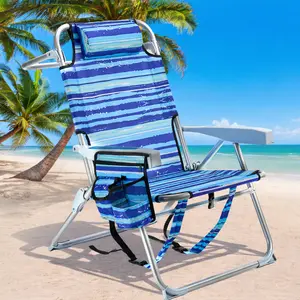 GVDV Backpack Beach Chairs for Adults, Portable Lay Flat Folding Chair with Cup Holder and Towel Bars, 4-Position Adjustable Reclining Chair for Beach, Camp, Outdoor,  Camping Furniture summerwins