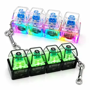 Keyboard Fidget Toy, Light Emitting Keychain, 4-In-1 Decompression Button, Stress Relief Gift, & Transparent Options