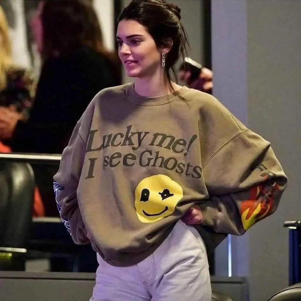 Comfy Smiley Face Brown Sweater