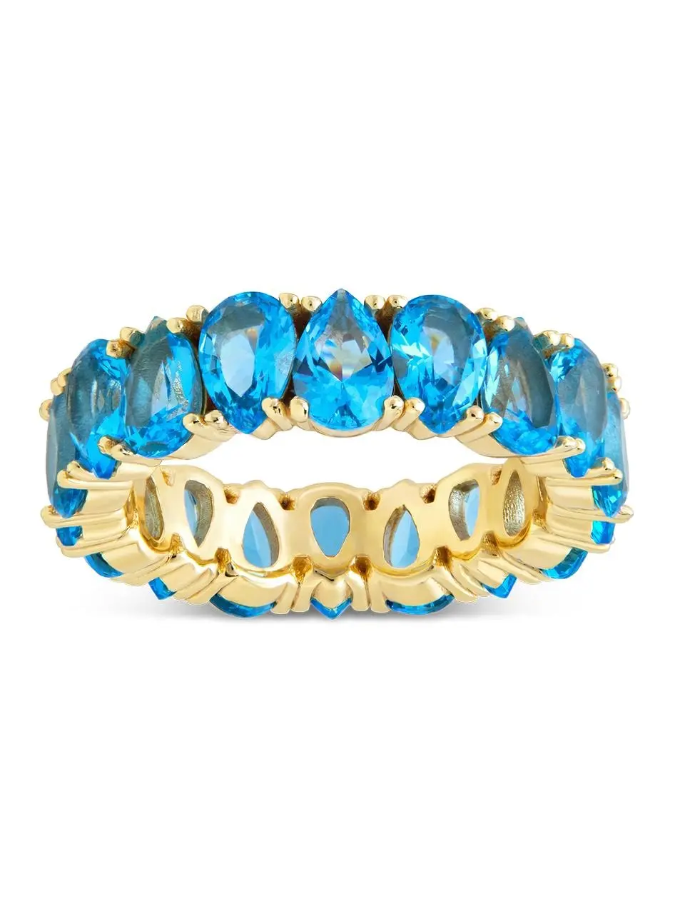 Sterling Silver Janis Aquamarine CZ Eternity Band Ring
