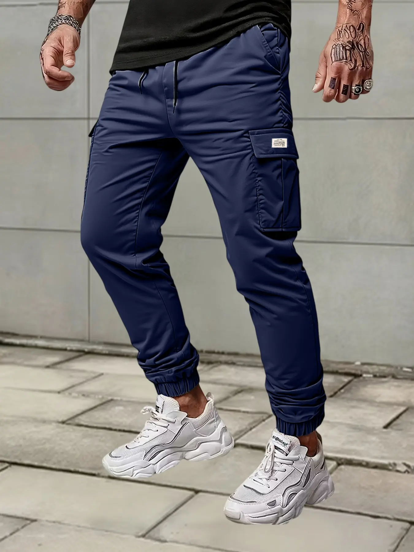 Men's Soft Shell Work Pants, Multi-Pocket Design, Elastic, Street Style Sporty Athletic Streetwear, Spring Summer Fall Wear, Casual Loose Fit