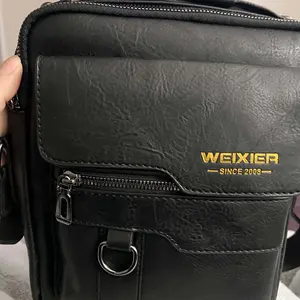 WEIXIER Men's PU Leather Crossbody Bag Retro Street Style Large Capacity Commuter Bag with Adjustable Shoulder Strap for Business Travel Daily Use