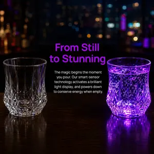 Flash Light Up Cups,[2 PCS] Automatic Water Activated LED glowing wine glasses Liquid Activated Multicolor LED Glasses
