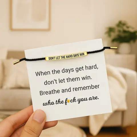 Encouragement Bracelet, Mother's Day Gift - Stainless Steel & 18 Karat Gold Plated Braided Inspirational Accessory with Engraved Msg for Motivation, Adjustable Up to 10in Custom Engraved Bracelets & Bangles
