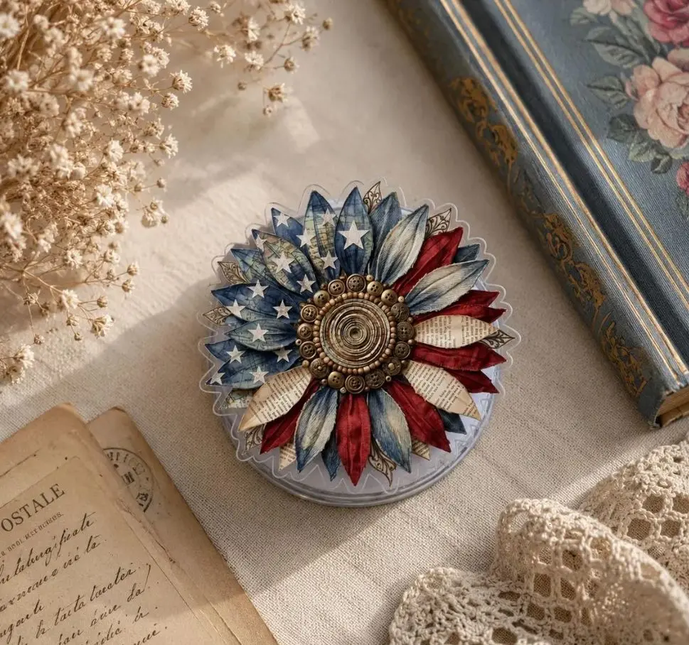 Patriotic Sunflower Magsafe Phone Grip – Red White Blue Floral Magnetic Phone Holder & Kickstand