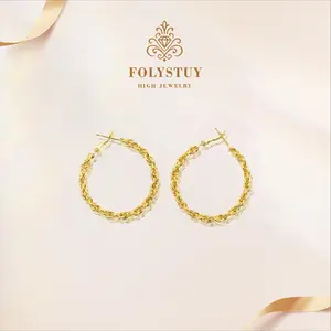 [Rope Earrings]【FOLYSTUY (C0072)】Rope Earrings Unisex Fashion Trend Accessory for Women and Men。Twisted dou