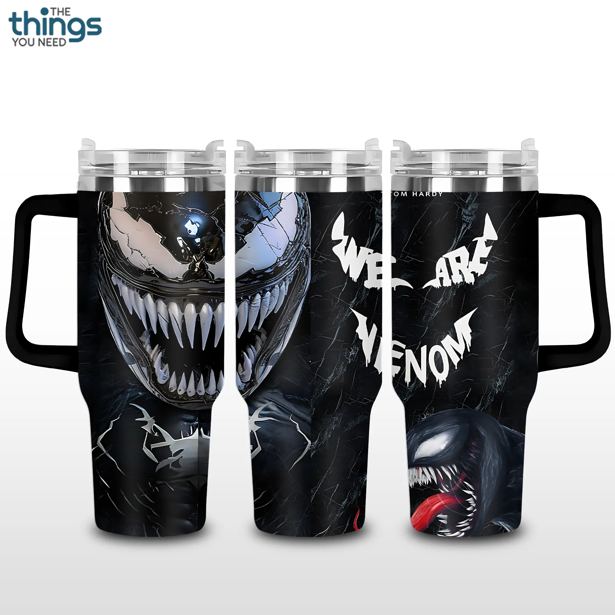 Venom V2 Dark Symbiote 20oz - 40oz With Handle Tumbler, Alien Monster Stainless Steel Tumbler, Iconic Comic Villain Drinkware, Retro Black Web Design, Venom Fan Gift, Perfect Gift For Superhero Movie Lovers