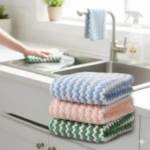 Ultra-Absorbent Microfiber Dish Cloths - Thickened Dual-Side for Kitchen, Bathroom & Restaurant Cleaning. Fast-Drying, Anti-Bacterial & Grease-Proof. Durable Multi-Surface Scrubber for Home & Commercial Use.
