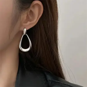 Women's Fashion Stainless Steel Droplet Dangle Earrings - Vintage Exaggerated Geometric Statement Jewelry, Stylized for Party, Wedding Gifts, Statement Jewelry Earrings