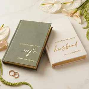 Elegant Velvet Wedding Vow Books With Gold Foil Lettering - Perfectly Sized His and Hers Vow Books With Plenty Of Pages To Write, Beautiful Addition For Your Wedding Day