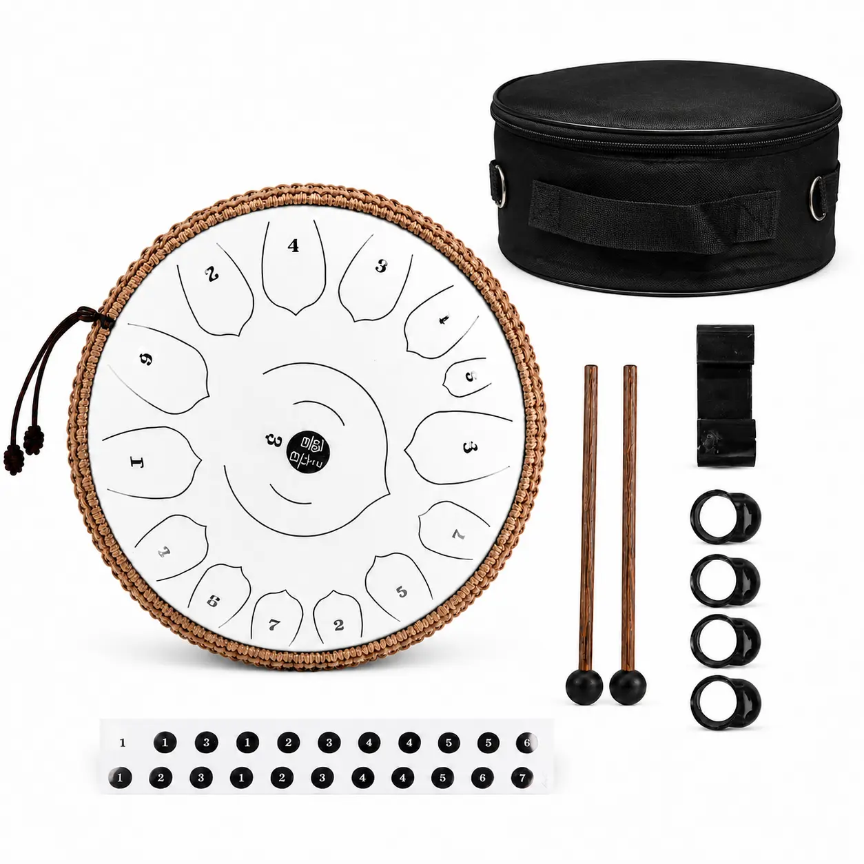 13-Inch C Key 15-Notes Lotus Design Steel Tongue Drum, Percussion Musical Instruments for Meditation, Hand Percussion with Carry Bag and Mallets, Ideal Gift for Music Lovers