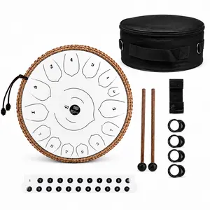 13-Inch C Key 15-Notes Lotus Design Steel Tongue Drum, Meditation Hand Percussion Instrument with Carry Bag and Mallets, Ideal Gift for Music Lovers