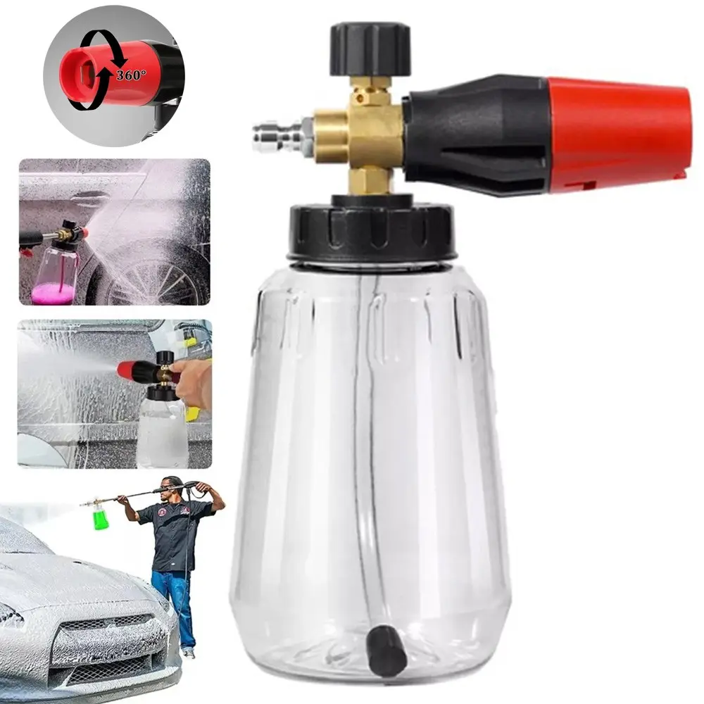 Foam Cannon, Adjustable Snow Foam Lance Transparent Body, Professional Car Foam Blaster with 1/4 Inch Quick Connector, 4000 PSI, 1L