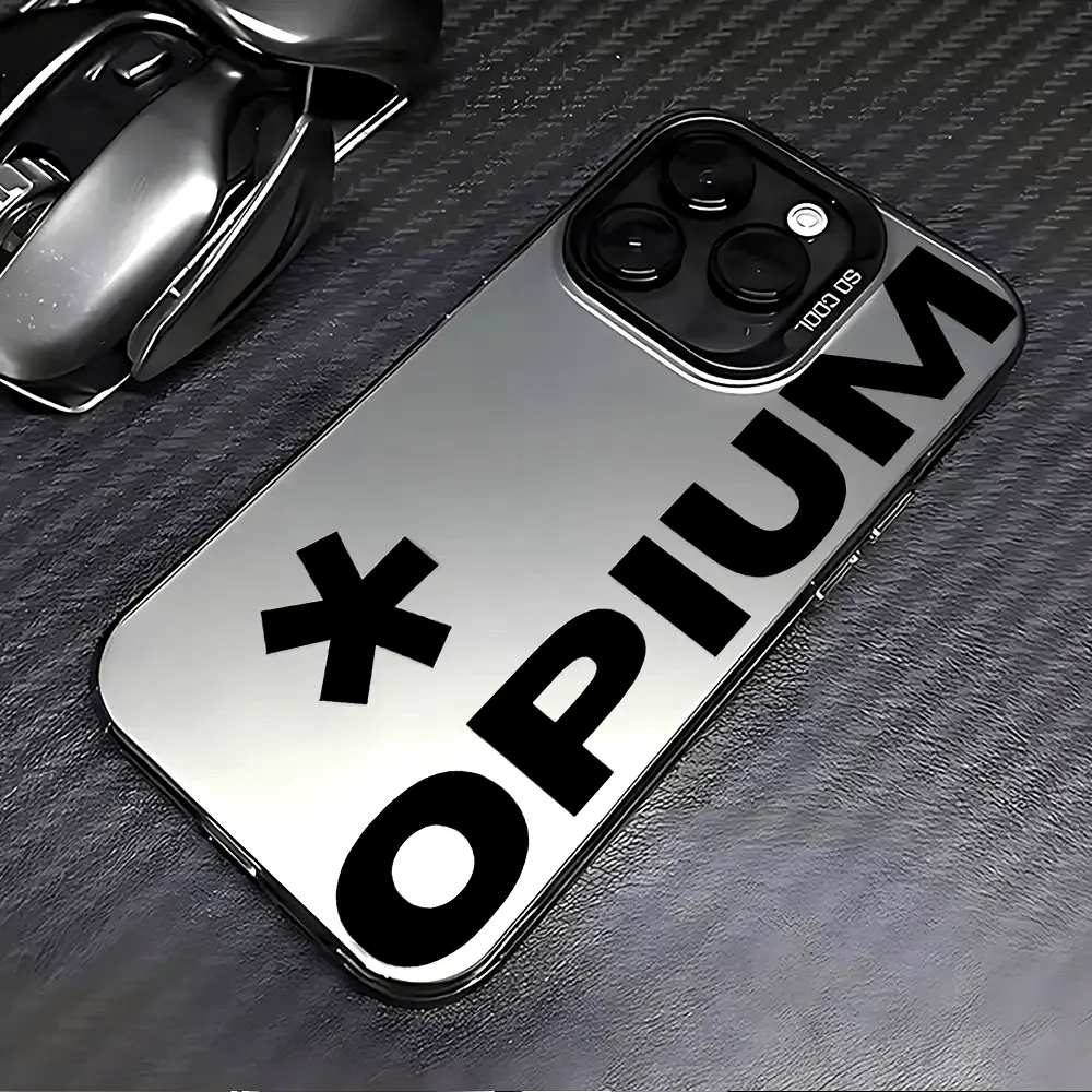 OPIUM Fashion Phone Case Compatible with iPhone 17 16 15 14 13 12 Pro Max X XR XSMAX 8 7 Plus Shockproof Matte Back Cover, Mobile Accessories, Daily Use Case, Fashion Design, Durable Material, High-Quality Shell, Fashion Enthusiast, Small Tool Protector