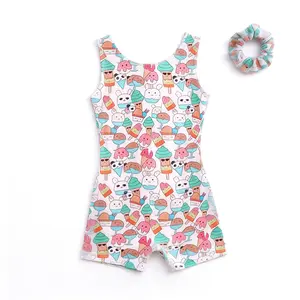 Girls Sleeveless Gymastics Leotards,All-Over Print, Perfect for Beach Days, Playtime, and Birthday Parties,Adorable Cartoon Pattern