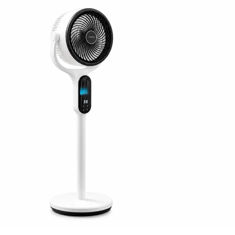 Fan for Bedroom, 120° Oscillating Standing Fans, Quiet Floor Fan with DC Motor, 100ft Pedestal Fans for Room, 9 Speeds, 4 modes, 20dB, 120° Manual Vertical, 37-42" Adjustable Height, 8H Timer