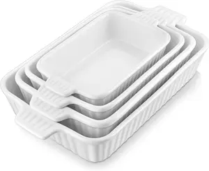 Casserole Dishes for Oven, Porcelain Baking Dishes, Ceramic Bakeware Sets of 4, Rectangular Lasagna Pans Deep, Series