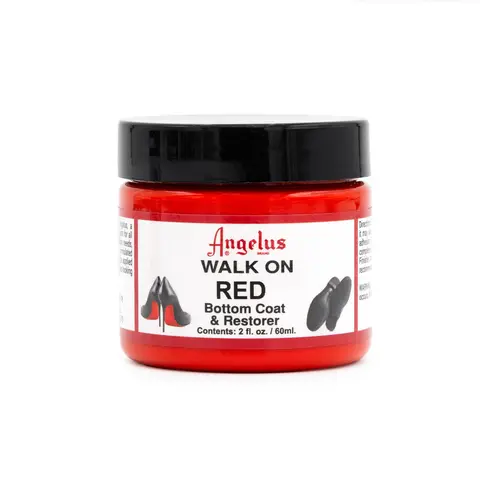 Angelus Walk on Red Leather Liquid DIY Footwear Repair Paint Restorer - 2 fl oz, Durable, Flexible, Glossy, Easy Application for Women's Christian Louboutin Dress Shoe Hard Soles, Color Renewal, Hardened Finish, Painting & Restoring Tool