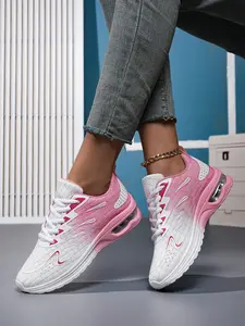 Women's Athletic Footwear with Air Cushion, Trendy Gradient Design, Lace-Up Sneakers for Daily & Sport Wear, 3 Color Options