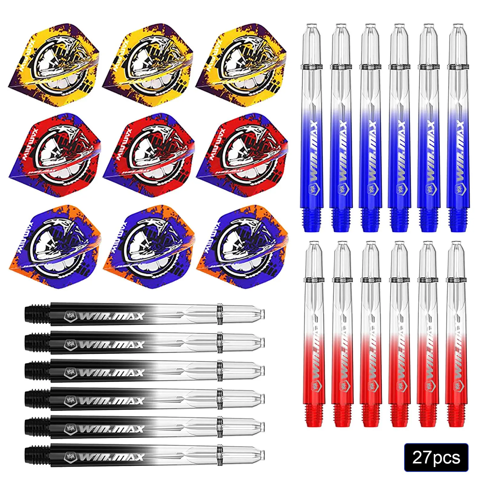 Dart Shaft & Dart Leaf Set, 27pcs/set 48/41/35mm Dart Shaft & PET Tail Wing Set, Professional Dart Accessories, Lightweight Design, Quick Replacement, Darts Gear, Darts Sets