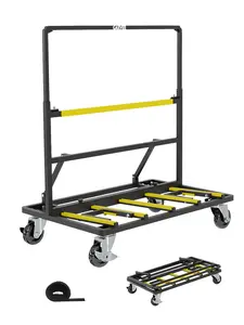 Garvee Heavy Duty 1800 lbs Panel Dolly Cart – Expandable Collapsible Platform Truck – Swivel Casters – Tie-Down Strap – Ideal for Drywall, Plywood, Glass – Industrial Material Handling