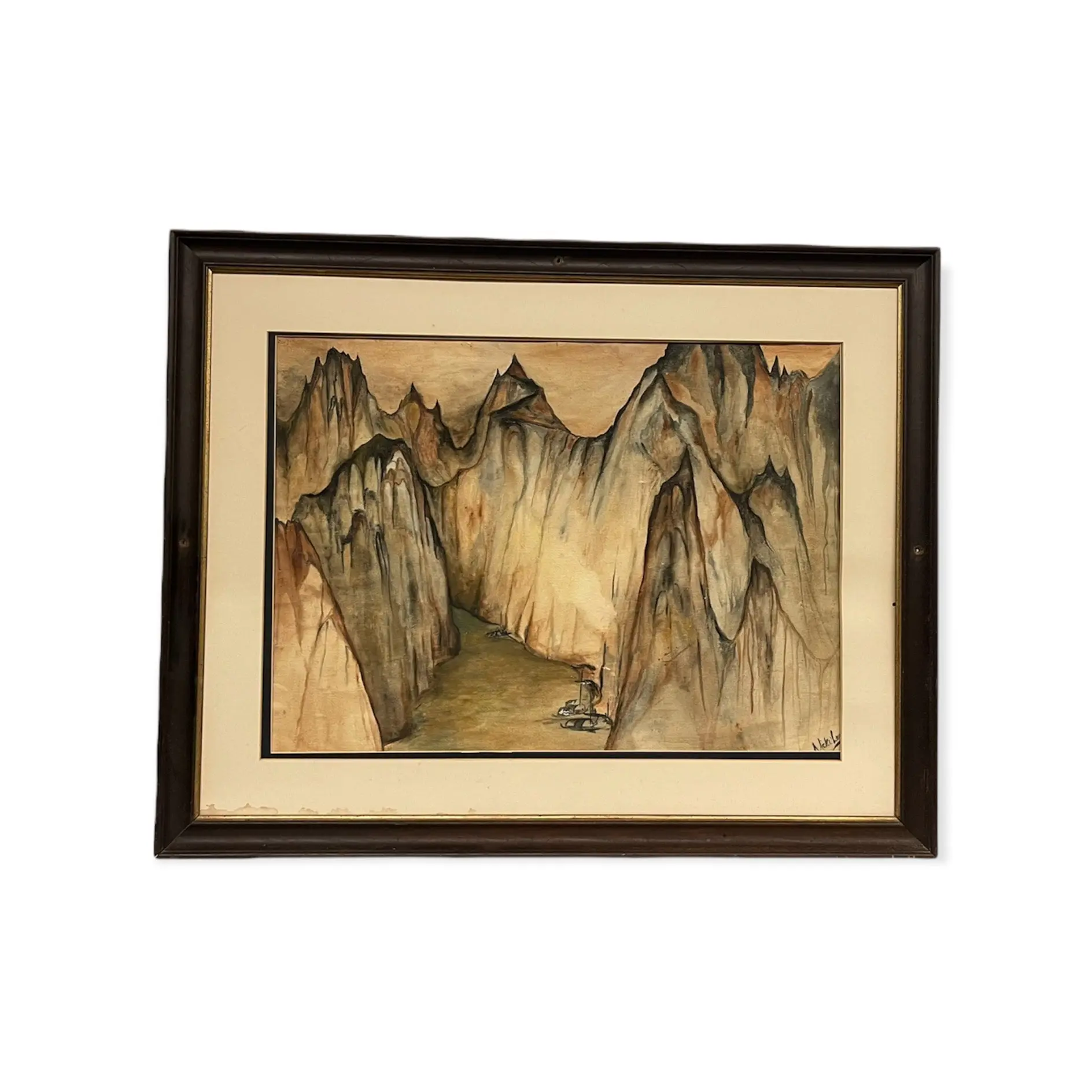 Nicki Looney Canyon Watercolor Painting, Framed