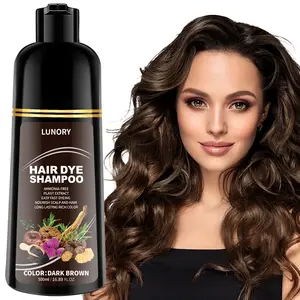 LUNORY 3 IN 1 Hair Dye Shampoo with Argan Oil & Ginseng Ammonia & Paraben Free Long Lasting Semi-Permanent Natural Color for Women & Men