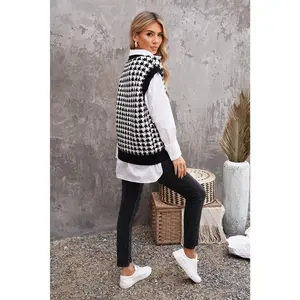 Houndstooth Vest Cardigan