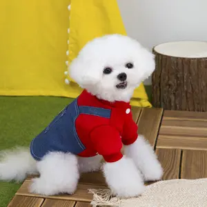 Pet Dog Two-Piece Denim, Stylish Pet Clothing Set, Comfortable and Durable, Perfect for Daily Wear, Ideal for Small Dogs, Poodle