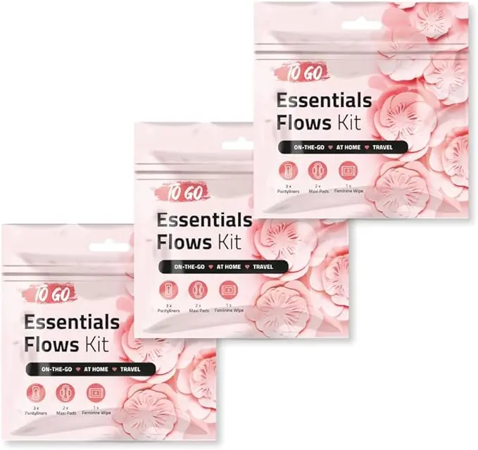Disposable Essential Flows Period Kit for Girls and Teens (Pink Style) Pack of 3