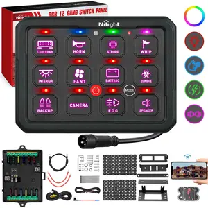 Nilight 12 Gang Switch Panel Circuit Control Relay System APP RGB Backlight Fuse Wiring Harness Toggle Momentary Strobe Flash Modes Automatic Dimmable 12V 24V for Car Truck Camper SUV, Car Lighting Accessories