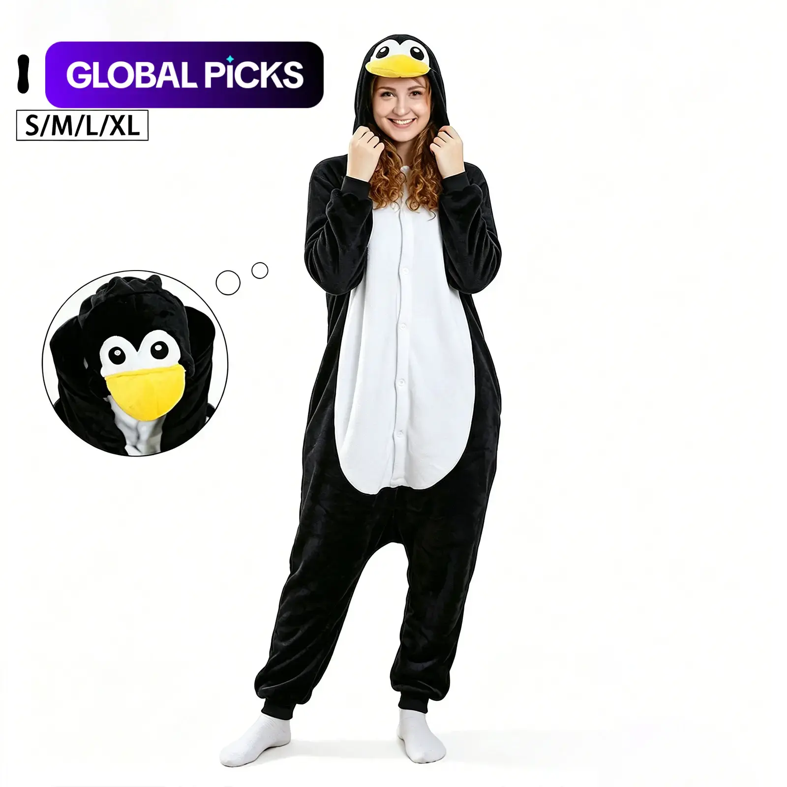 Penguin Wearable Hooded Blanket Onesie, Cozy Fleece Throw for Adults, Perfect for Halloween, Football Games, Graduation Parties #GLOBAL PICKS