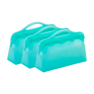 3Pack Reusable Snack Bags, Reusable Silicone Food Storage Bags, Silicone Reusable Bags, Cook, Store, Freeze, Dishwasher and Microwave Safe, Plastic and BPA Free