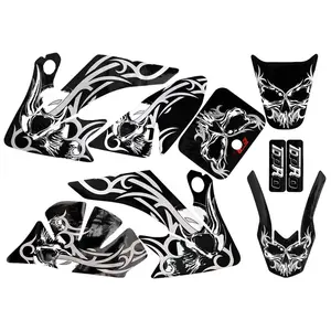 Skull Dirt Pit Bike Decals Stickers Graphics Kit Plastic Fender Fairing Sticker for CRF50 XR50 110cc 125cc SSR Taotao Baja SDG Offroad Motorcycle 50cc 70cc 90cc 110cc 125cc