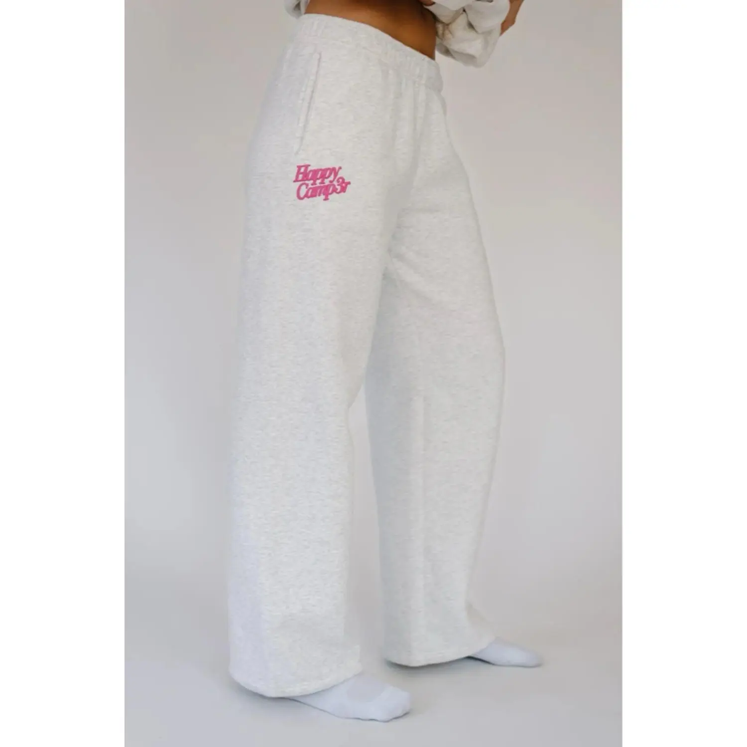 Happy Camp3r Puff Series Sweatpants in Oatmeal Heather Grey, Sizes 2M, 2S, 1L, 1XL, Comfortable and Cozy
